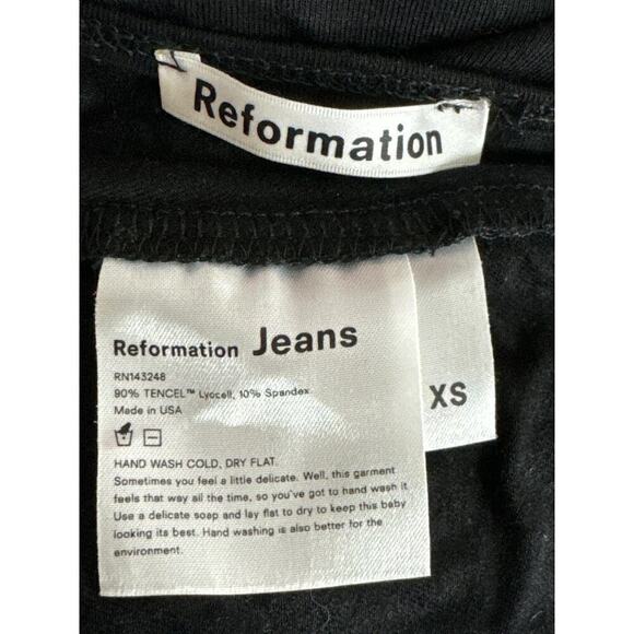 Reformation August Midi Dress Black Scoop Neck Pocket Tie Back Stretch Size XS - Picture 10 of 10